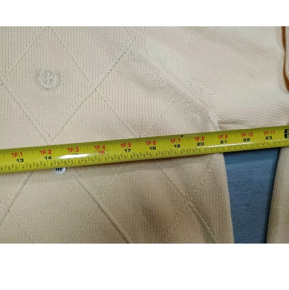 Izod Mens Light Yellow  Diamond Knit Pullover Crewneck Sweater Size M - Picture 7 of 8